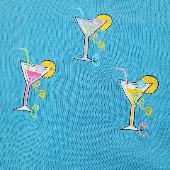 Bobby Phan silk teal lightweight long sleeve sweater martinis festive party XL - Picture 8 of 10